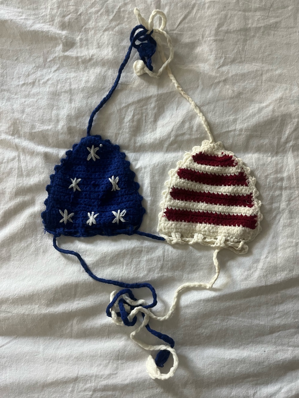 Rehab Crochet Patriotic Crop Bikini Top - Navy, White, Red